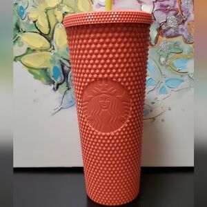 Starbucks Tumbler Coral Bling Dragonfruit Studded 24 OZ